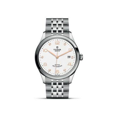 Montre TUDOR 1926 boîtier en acier 39 mm, cadran blanc serti de diamants