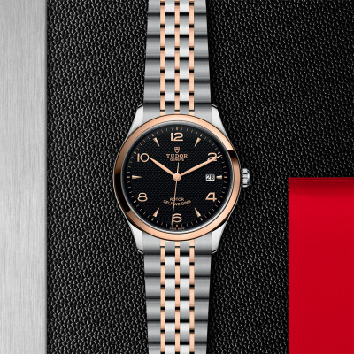 TUDOR 1926 watch, 39 mm steel case, pink gold bezel