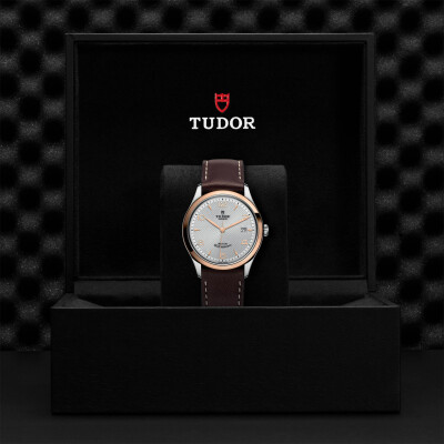 TUDOR 1926 watch, 39 mm steel case, pink gold bezel