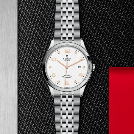 TUDOR 1926 watch, 41 mm steel case, white diamond-set dial