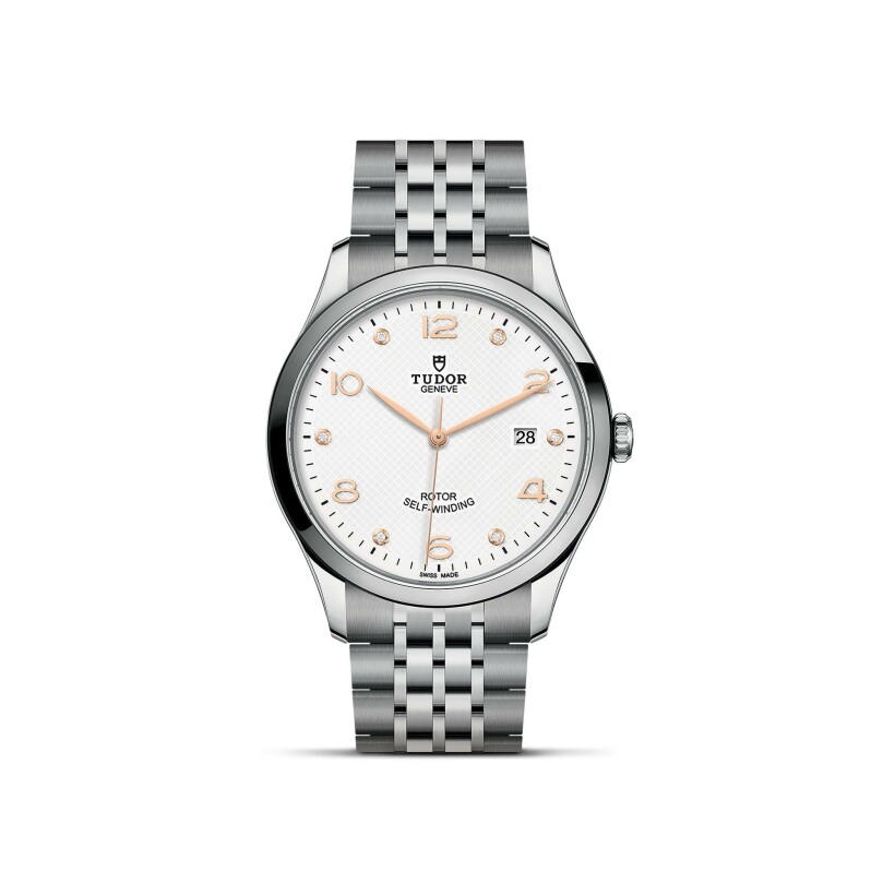 Montre TUDOR 1926 boîtier en acier 41 mm, cadran blanc serti de diamants