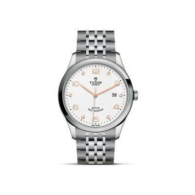 TUDOR 1926 watch, 41 mm steel case, white diamond-set dial