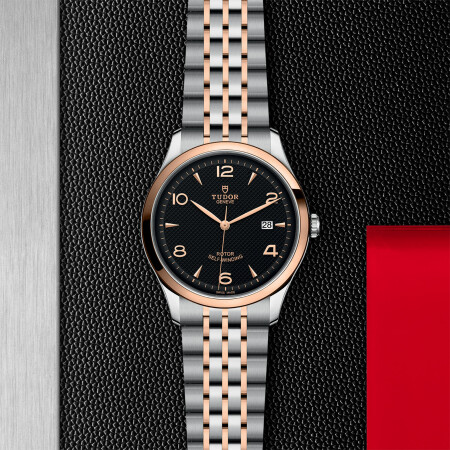 TUDOR 1926 watch, 41 mm steel case, pink gold bezel