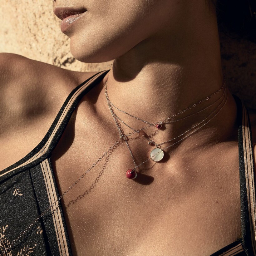 Collier GINETTE NY MARIA en or rose et corail