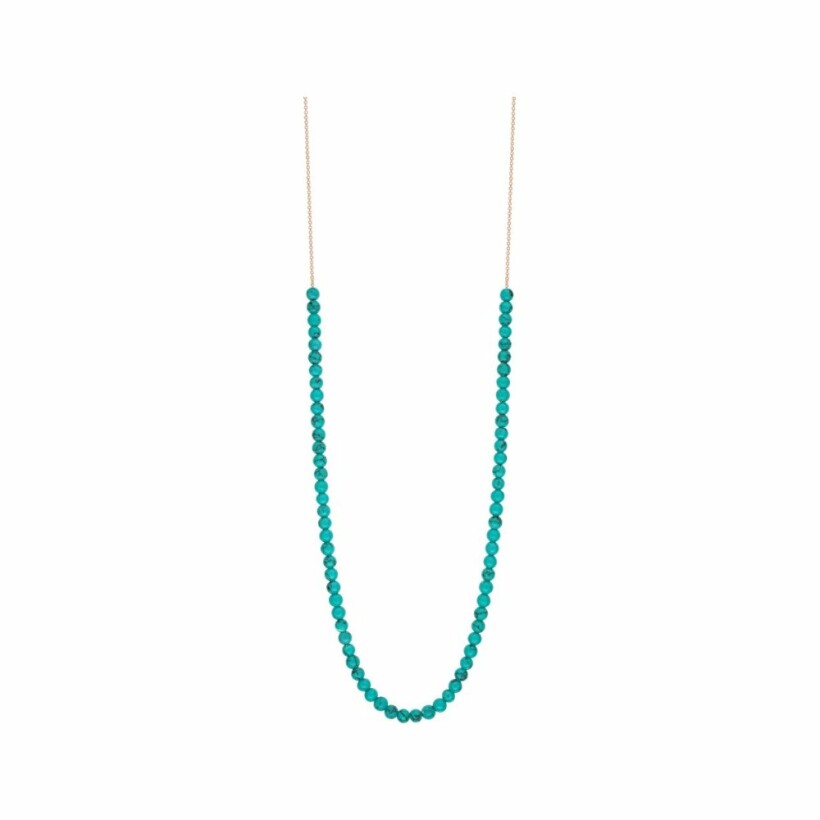 Collier GINETTE NY MARIA en or rose et turquoise
