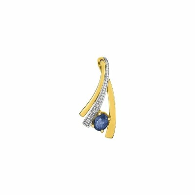 Pendentif en or jaune, rhodium, saphir et diamants