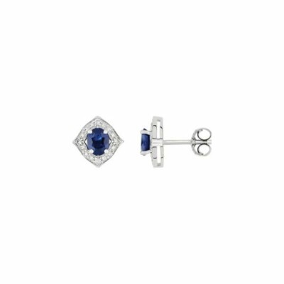 Boucles d'oreilles en or blanc et saphirs, diamants de 0.048ct