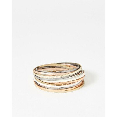 Bracelet FlowersforZoé MAGNUM en acier doré et cuir, T2
