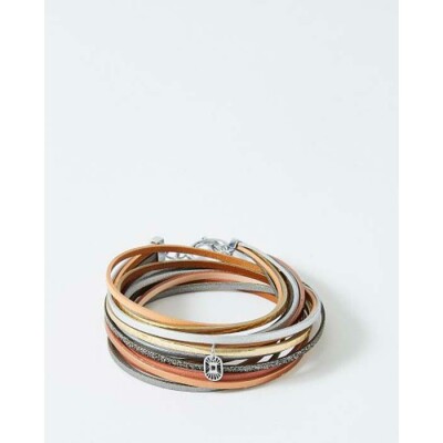 Bracelet FlowersforZoé MAGNUM en acier et cuir, T1