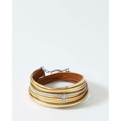 Bracelet FlowersforZoé MAGNUM en acier et cuir, T2