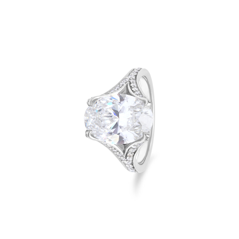 Solitaire Princesse en or blanc et diamants