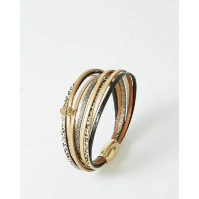 Bracelet FlowersforZoé MALICIEUX Black Leo en cuir et métal, T3