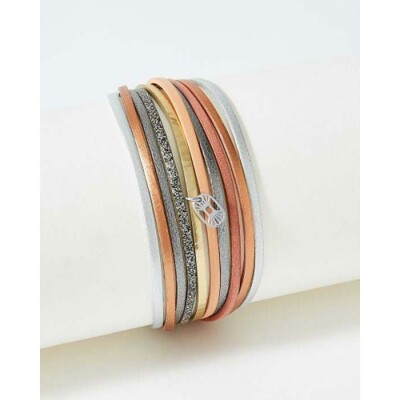 Bracelet FlowersforZoé MALICIEUX en acier et cuir, T2