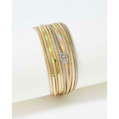 Bracelet FlowersforZoé MALICIEUX en acier et cuir, T2