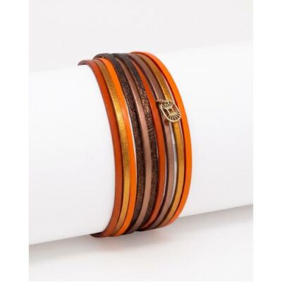 Bracelet FlowersForZoé MALICIEUX Golden Flame en cuir et acier, T1
