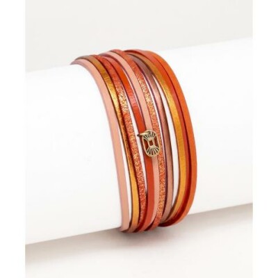 Bracelet FlowersForZoé MALICIEUX Copper Gold en cuir et acier, T2
