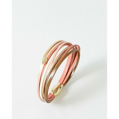 Bracelet FlowersforZoé MALICIEUX en acier doré et cuir, T2