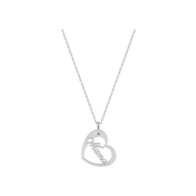 Collier Mama motif coeur en argent rhodié