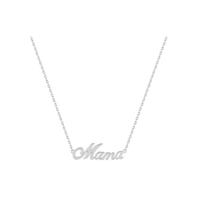Collier à message Mama en argent rhodié