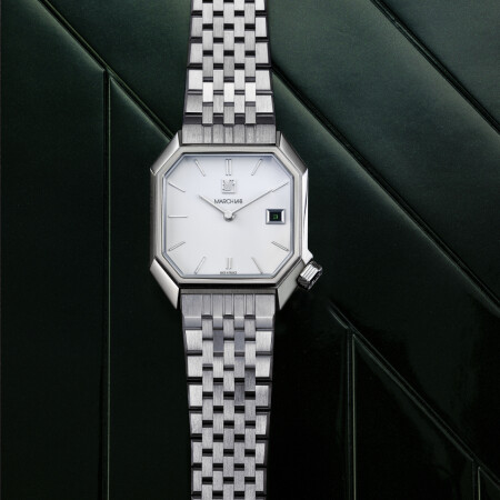 March LA.B MANSART AUTOMATIC 34 MM Watch - WHITE DATE - Steel 7 Flat Links