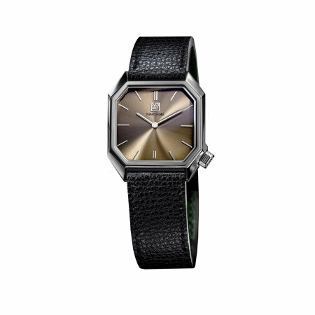 Montre March L.A.B Mansart Electric Gold - Cuir veau grainé noir