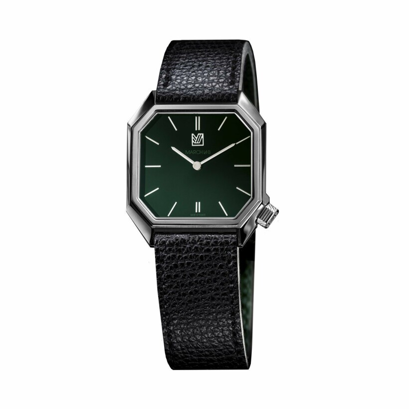 March L.A.B Mansart Electric Grall watch - black grained calf leather
