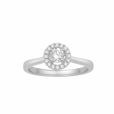 Solitaire  en or blanc et diamants de 0.15ct Multi Pavage