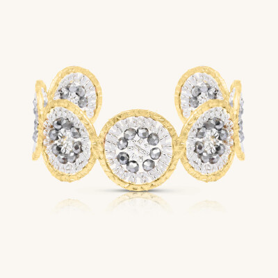 Manchette Sàntibé Bijoux Marina en laiton, métal doré et perles argent