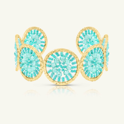 Manchette Sàntibé Bijoux Marina en laiton, métal doré et perles crystalline