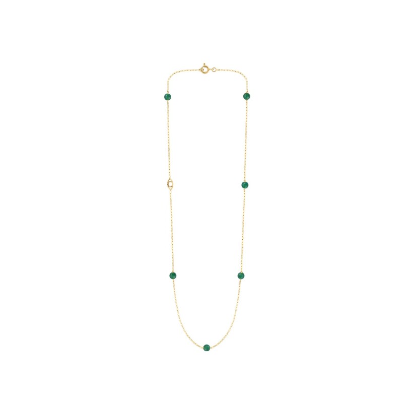 Collier Charlet Massilia colors en or jaune et agate verte