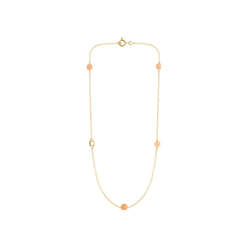 Collier Charlet Massilia en or jaune et aventurine rose, 35cm