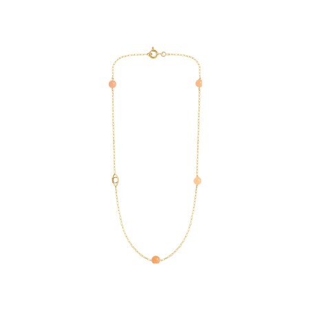 Collier Charlet Massilia en or jaune et aventurine rose, 35cm