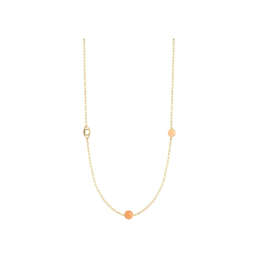 Collier Charlet Massilia en or jaune et aventurine rose, 35cm