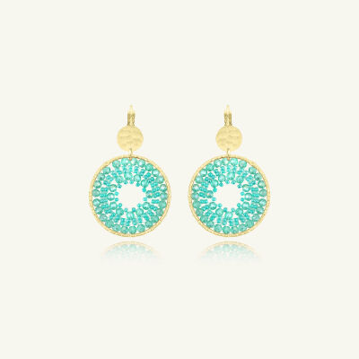 Boucles d'oreilles Sàntibé Bijoux Maxi Paradis en laiton, métal doré et perles crystalline