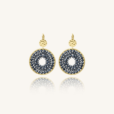 Boucles d'oreilles Sàntibé Bijoux Maxi Paradis en laiton, métal doré et perles gris