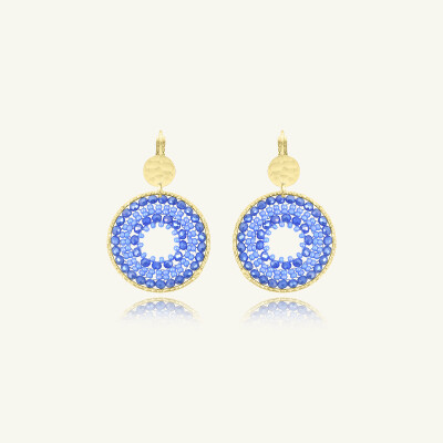 Boucles d'oreilles Sàntibé Bijoux Maxi Paradis en laiton, métal doré et perles lilas