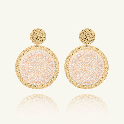 Boucles d'oreilles Sàntibé Bijoux Maxi Patagona en laiton, métal doré et perles sable