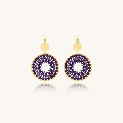 Boucles d'oreilles Sàntibé Bijoux Maxi Paradis en laiton, métal doré et perles violet nuit