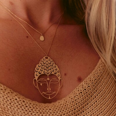 GYNETTE NY JUMBO Buddha necklace with chain, rose gold