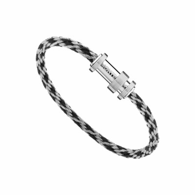 Bracelet Montblanc en nylon tressé et acier avec fermoir en acier mat/poli et trois anneaux