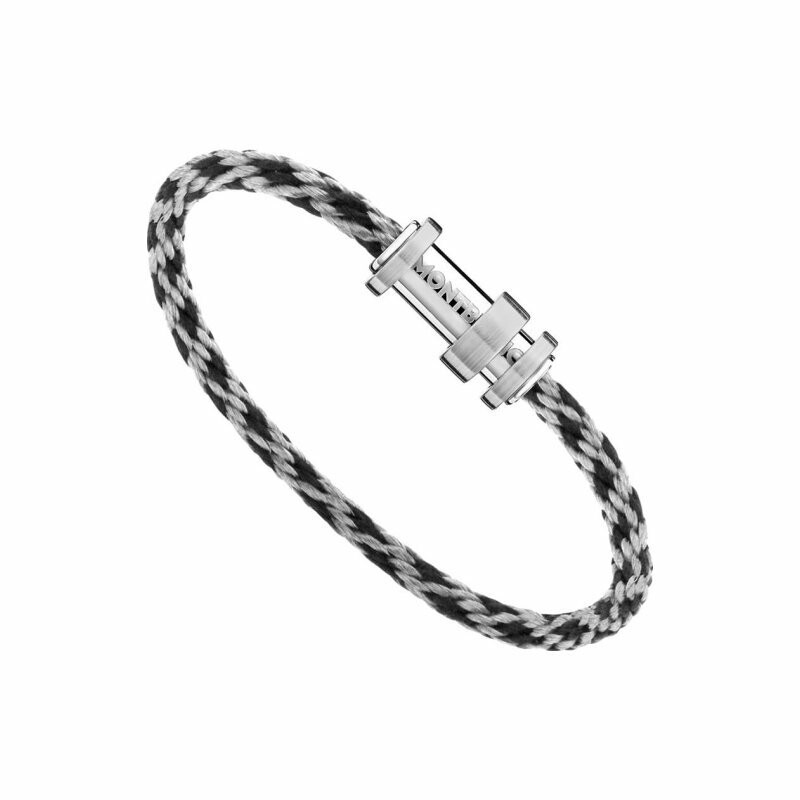 Bracelet Montblanc en nylon tressé et acier avec fermoir en acier mat/poli et trois anneaux