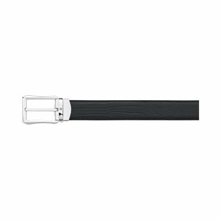 Montblanc belt with polished palladium rounded rectangular pin buckle