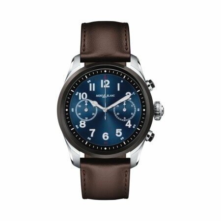 Montre connectée Montblanc Summit 2 acier inoxydable noir bicolore et cuir