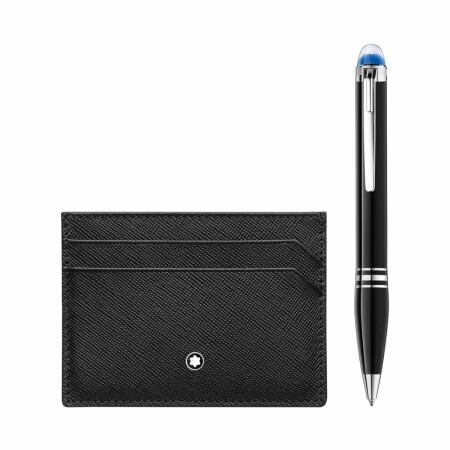 Coffret cadeau Montblanc avec stylo bille StarWalker Résine et porte-cartes 5cc Sartorial noir