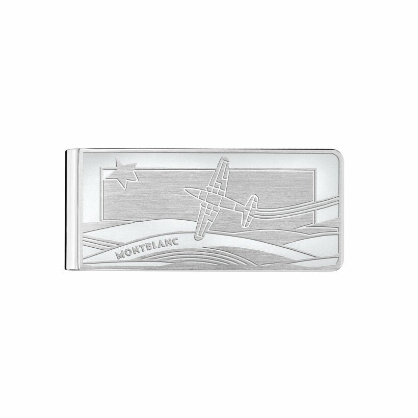 Pince à billets Montblanc en acier inoxydable avec gravure d'avion