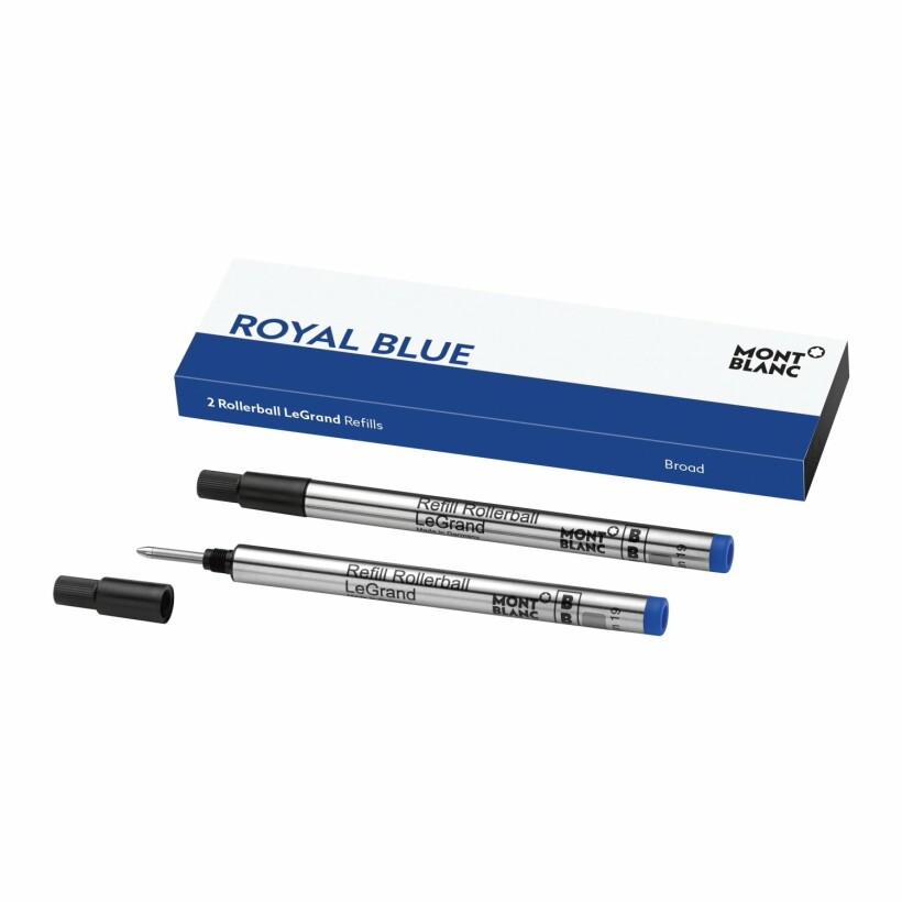 2 recharges pour Rollerball Montblanc LeGrand (B), Royal Blue