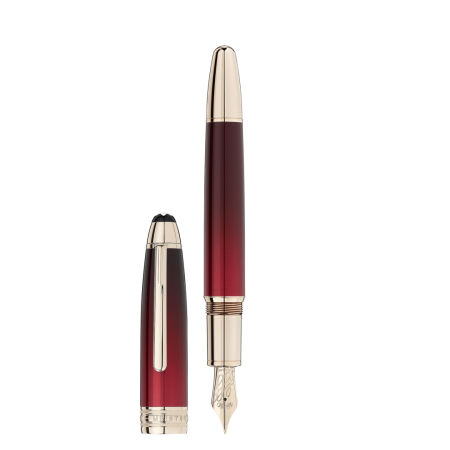 Stylo plume flexible Montblanc Meisterstück Calligraphy Solitaire laqué rouge bordeaux