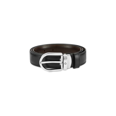 Ceinture Montblanc réversible à boucle fer à cheval de 30 mm en cuir noir/marron  en cuir