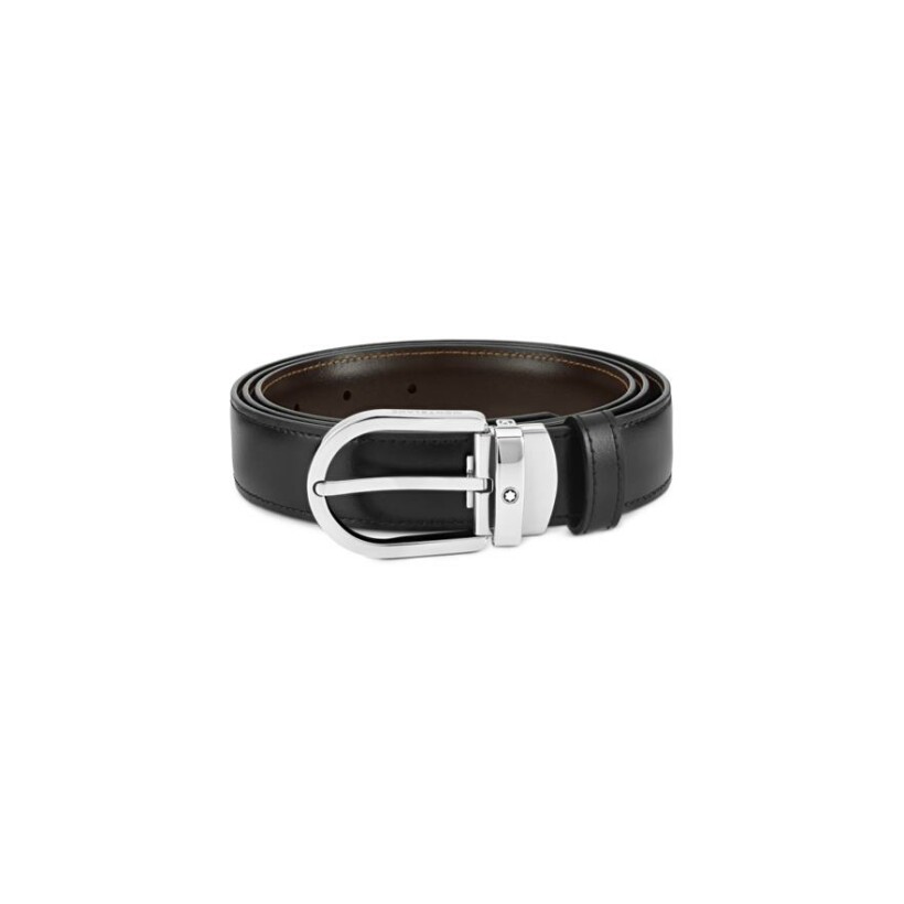 Montblanc reversible horsehoe loop 30 mm in black/brown leather belt