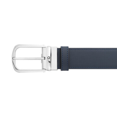 Ceinture Montblanc réversible de 35 mm en cuir noir/bleu